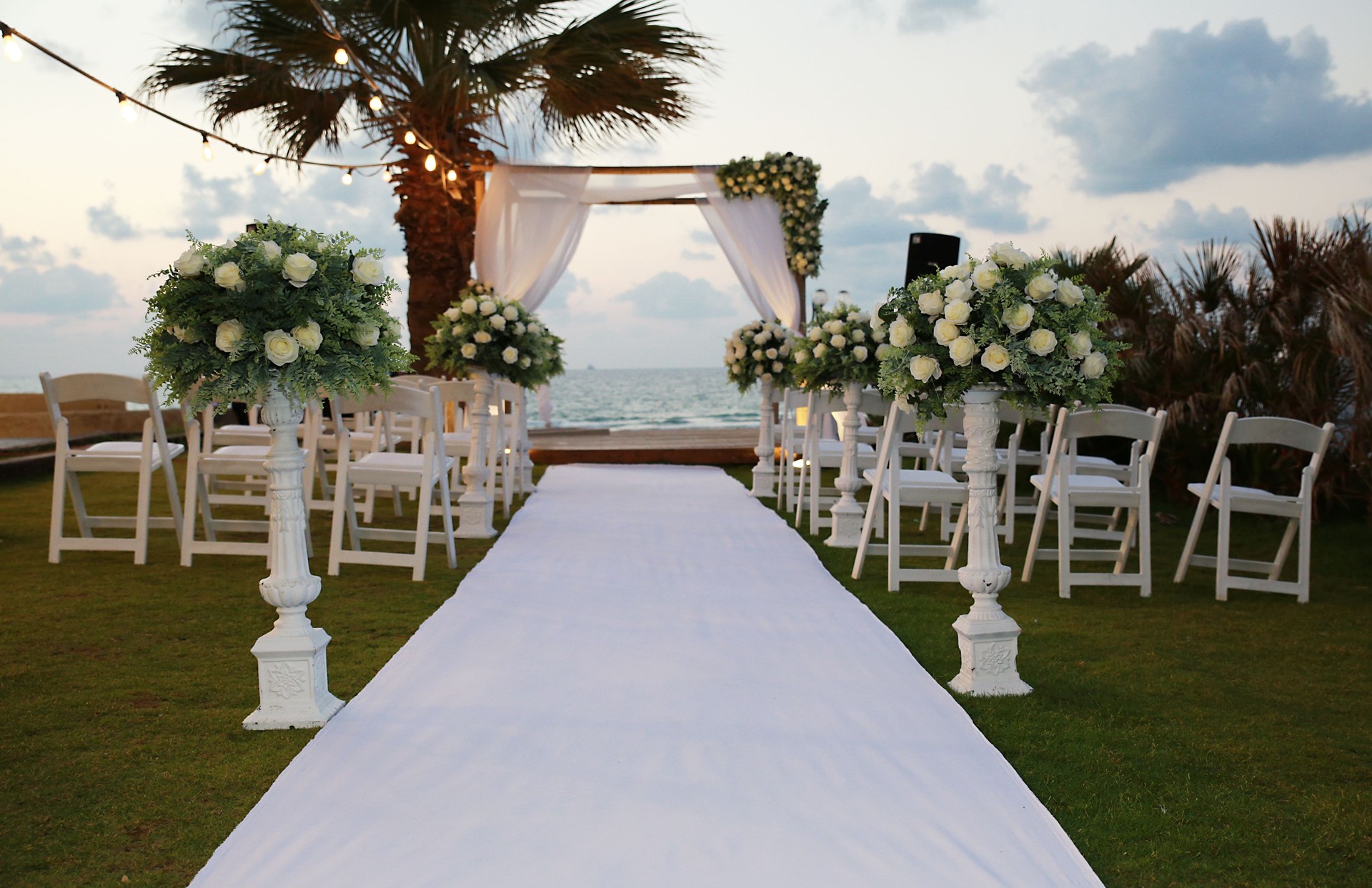Beautiful photo of the Jewish Hupa , wedding putdoor .